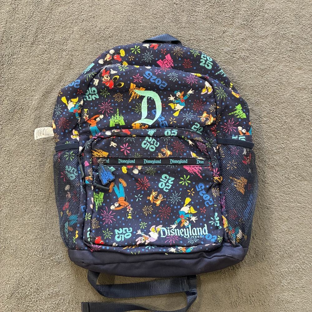 Disneyland Resort 2025 Navy Blue Mickey & Friends Zipper Pockets School Backpack